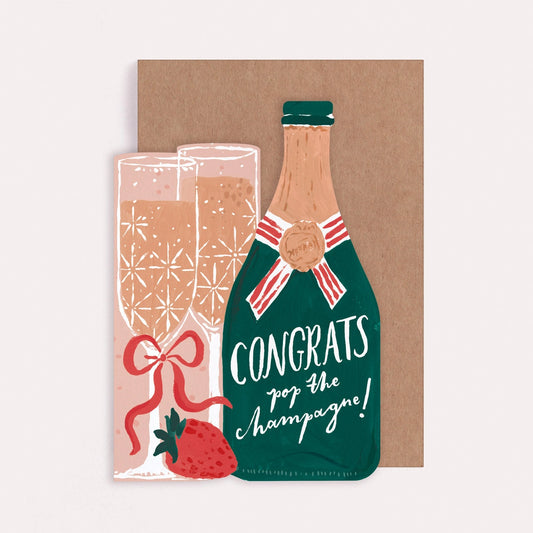 Pop The Champagne Congratulations Card - THE BRISTOL ARTISAN