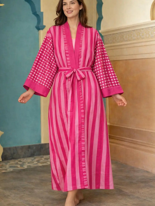 Pure Cotton Block Printed Kimono - THE BRISTOL ARTISAN