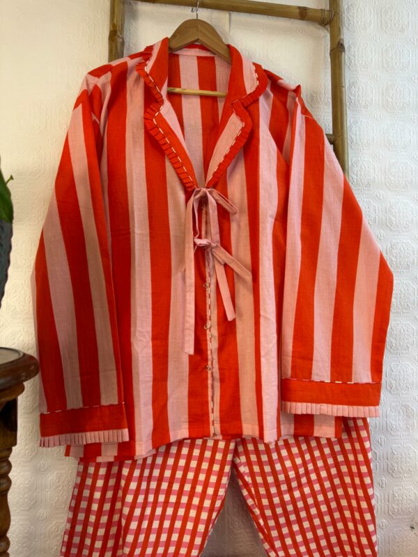 Pure Cotton Block Printed PJ's Orange - THE BRISTOL ARTISAN