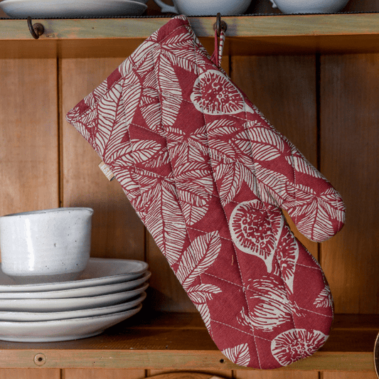 Fig Tree Oven Glove - Ruby - THE BRISTOL ARTISAN