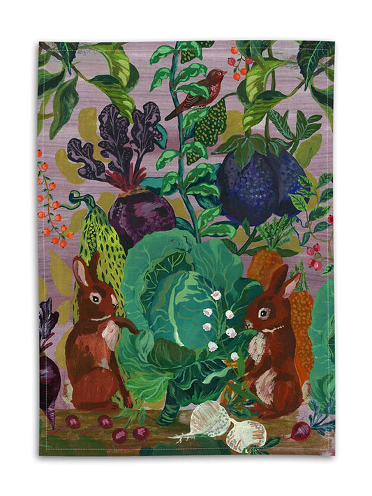 Rabbits in the cabbage patch Linen Tea Towel - THE BRISTOL ARTISAN