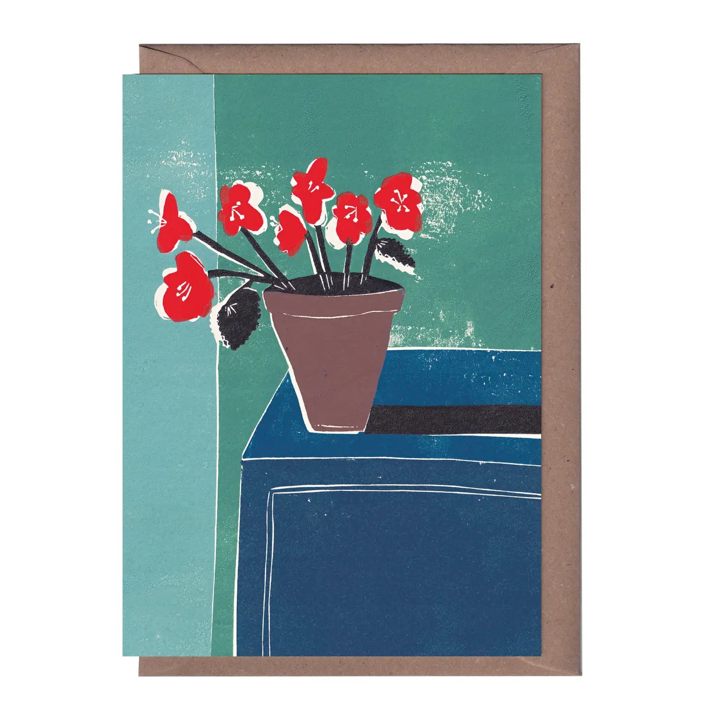 Red Begonias Card - THE BRISTOL ARTISAN