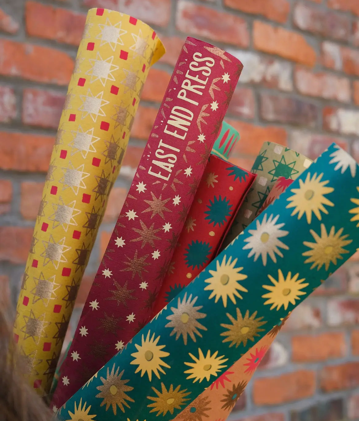 Ruby Stars Screen printed Christmas Gift Wrap - THE BRISTOL ARTISAN