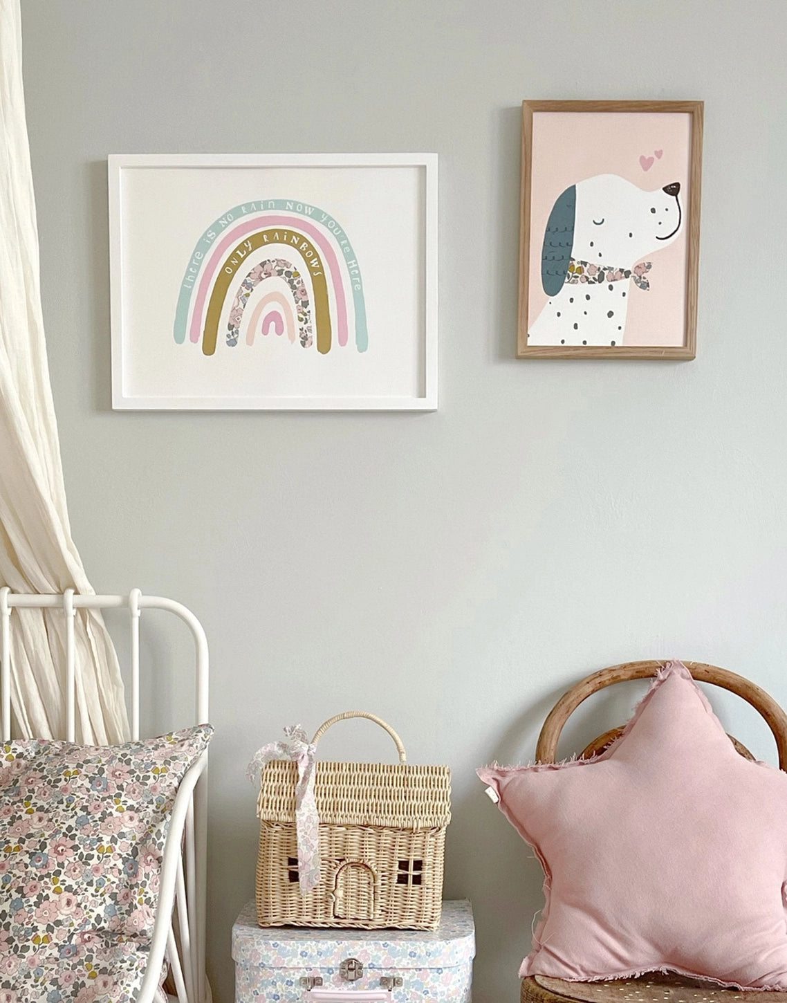 Puppy Dog Nursery Art A3 - Made with Liberty Fabric - THE BRISTOL ARTISAN