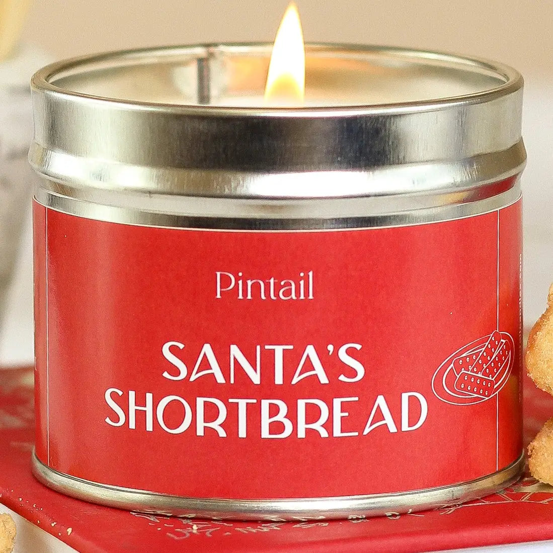Santa Shortbread Tin Christmas Candle - THE BRISTOL ARTISAN