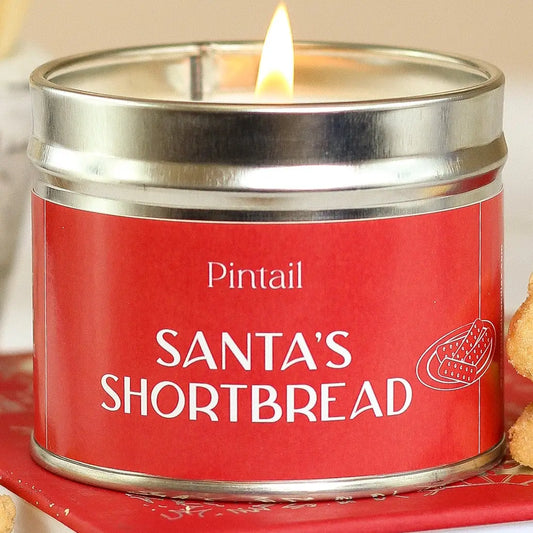 Santa Shortbread Tin Christmas Candle - THE BRISTOL ARTISAN