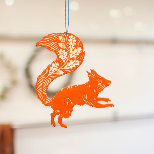 Screenprinted Wooden Decoration - Squirrel - THE BRISTOL ARTISAN
