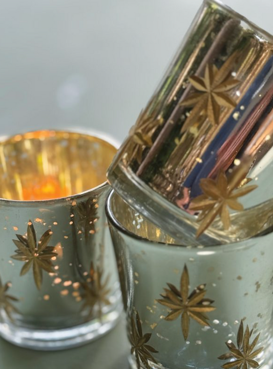 Stars Glass Votive tealight holder - THE BRISTOL ARTISAN