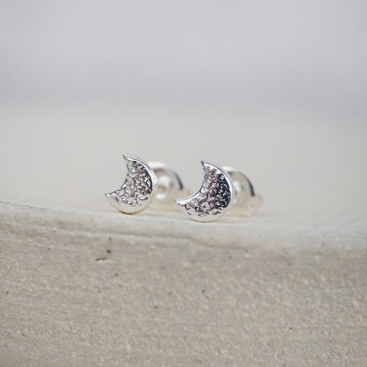 Sterling Silver Mini Studs Moons - THE BRISTOL ARTISAN