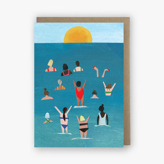 Sunrise Swimmers Collage Card - THE BRISTOL ARTISAN