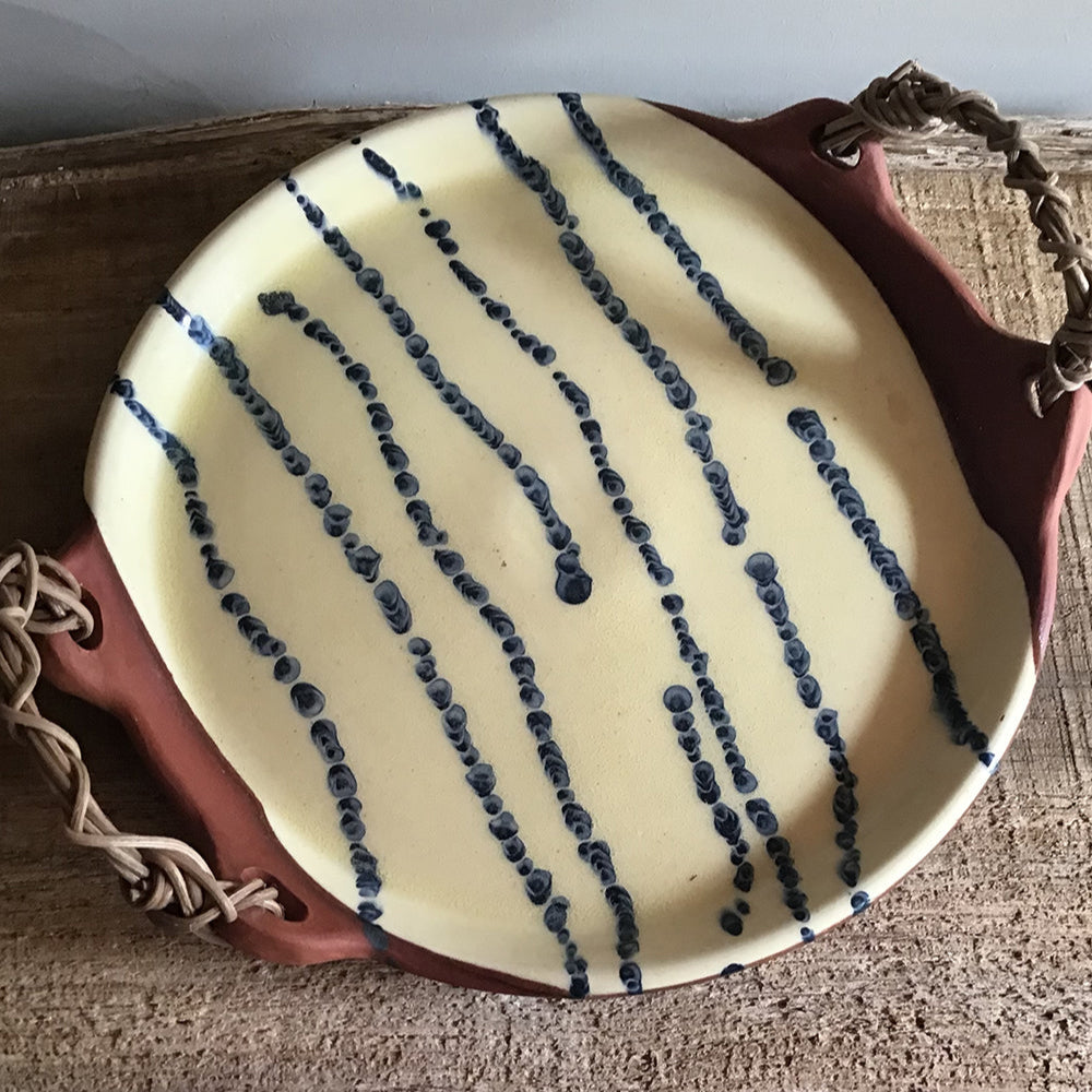 Dash Dot Woven Handle Platter - THE BRISTOL ARTISAN