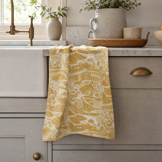Through the Fields Ochre Tea Towel - THE BRISTOL ARTISAN