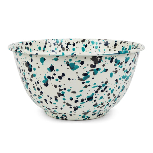 Turquoise Splatter Enamel Salad Bowl - THE BRISTOL ARTISAN