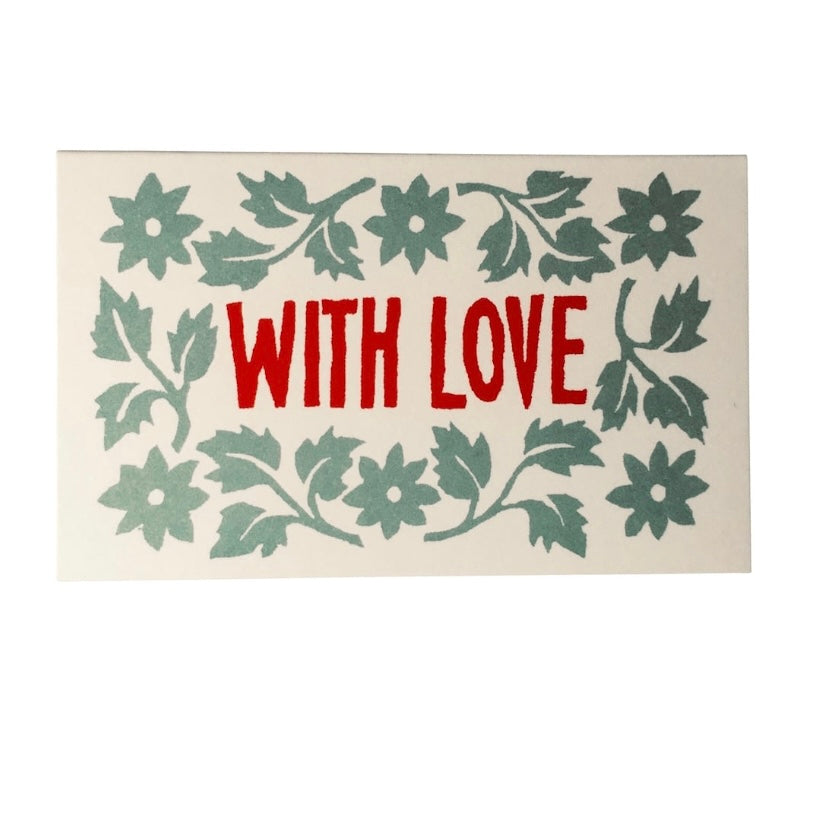 Turquoise and Red Leaves and Stars With Love Gift Cards - Pack of 6 - THE BRISTOL ARTISAN