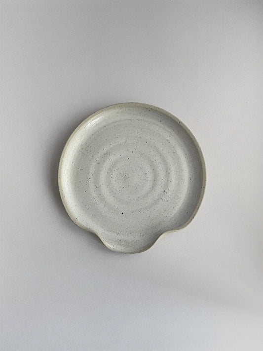 Warm White Speckle Ceramic Spoon Rest - THE BRISTOL ARTISAN