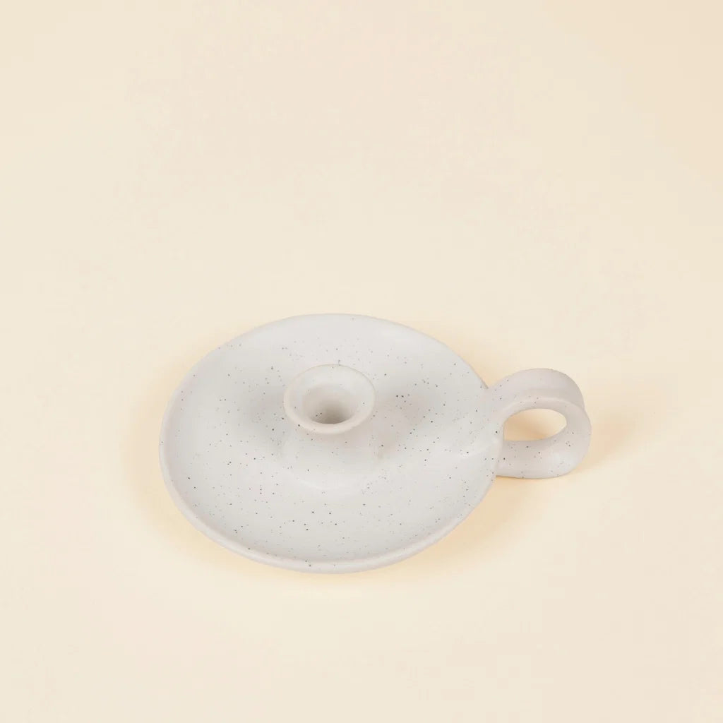 White Speckle Candle Holder - THE BRISTOL ARTISAN