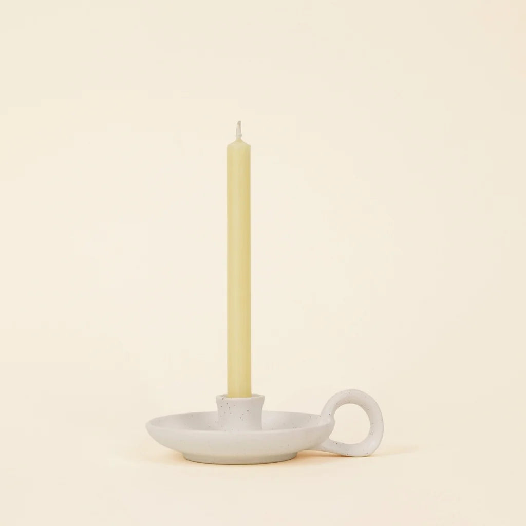 White Speckle Candle Holder - THE BRISTOL ARTISAN