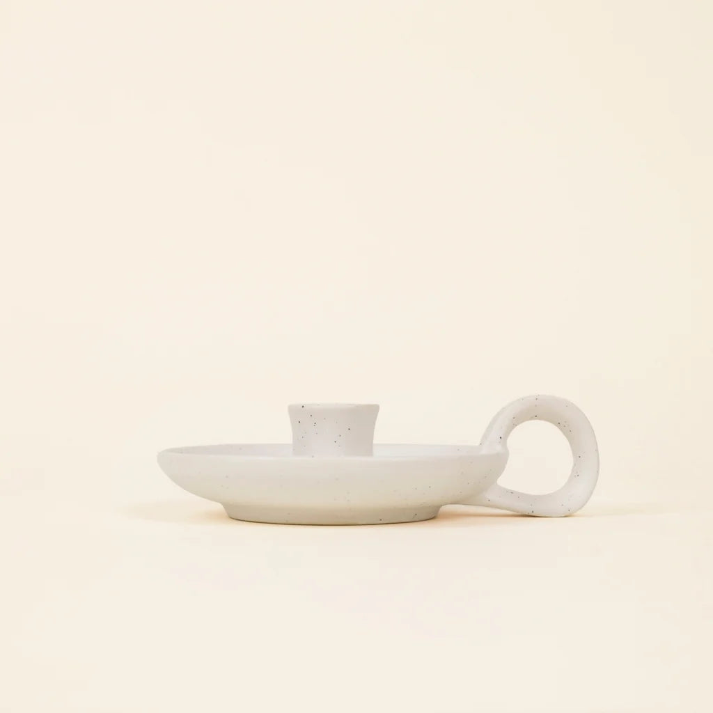 White Speckle Candle Holder - THE BRISTOL ARTISAN
