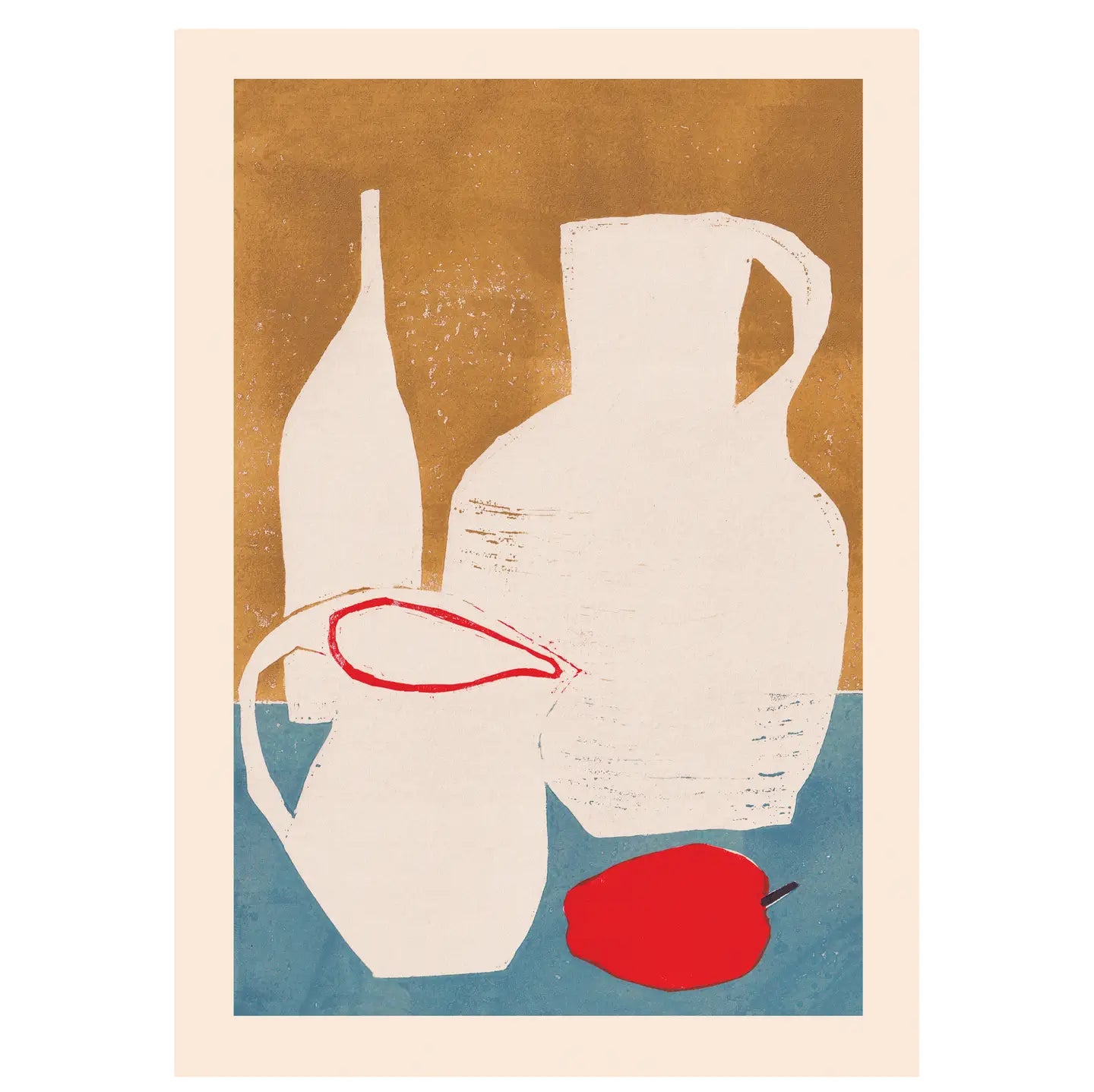 White Vessels, Red Apple A3 Print - THE BRISTOL ARTISAN