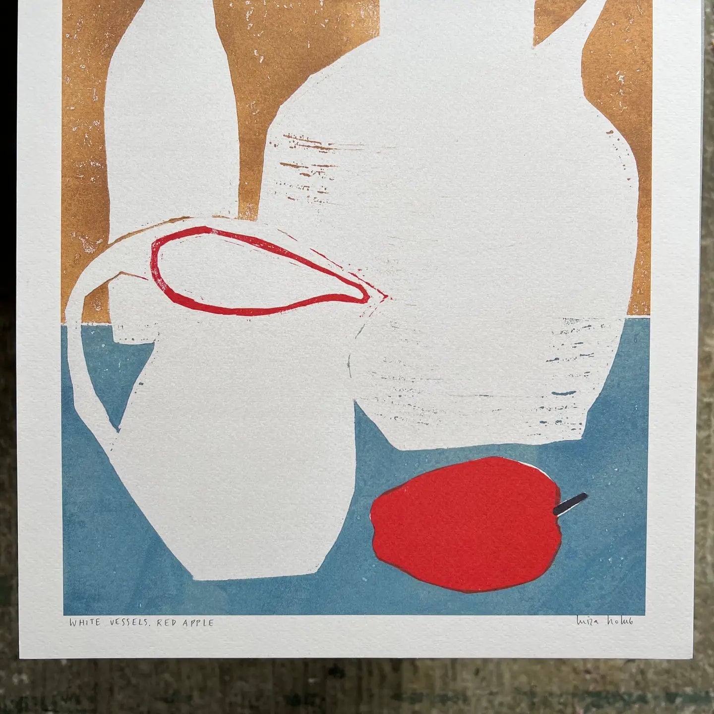 White Vessels, Red Apple A3 Print - THE BRISTOL ARTISAN