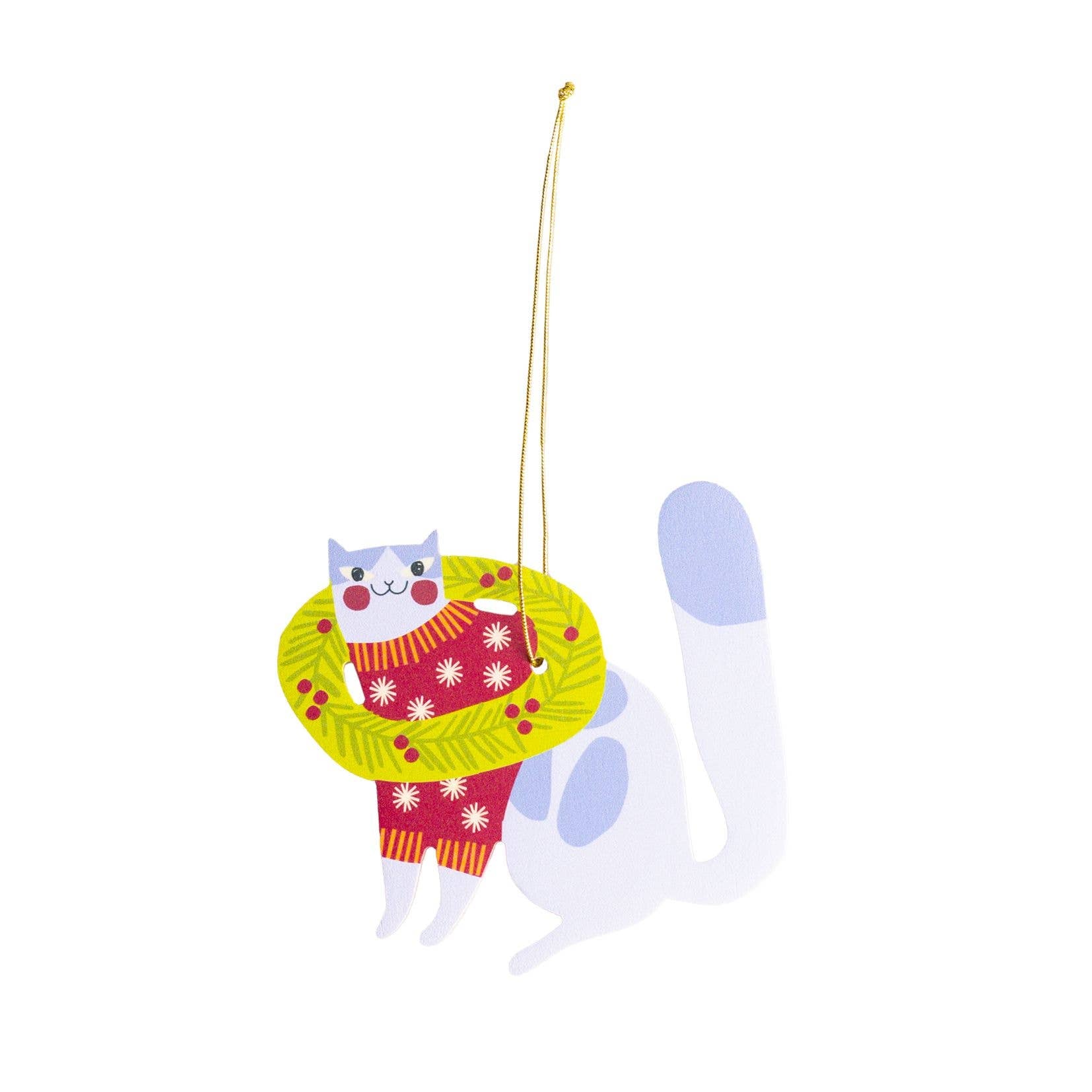 Wooden Cat Christmas tree hanging decoration - THE BRISTOL ARTISAN