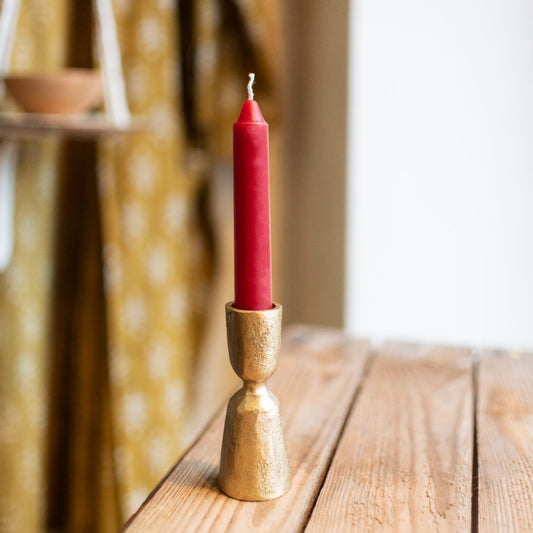 Solid brass brushed gold candlestick - The Bristol Artisan Handmade Sustainable Gifts and Homewares.