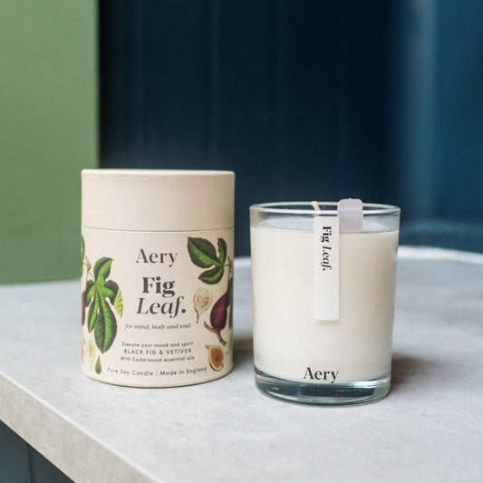 Fig Leaf Scented Plant Based Wax Candle - Black fig vetiver and cedarwood - THE BRISTOL ARTISAN