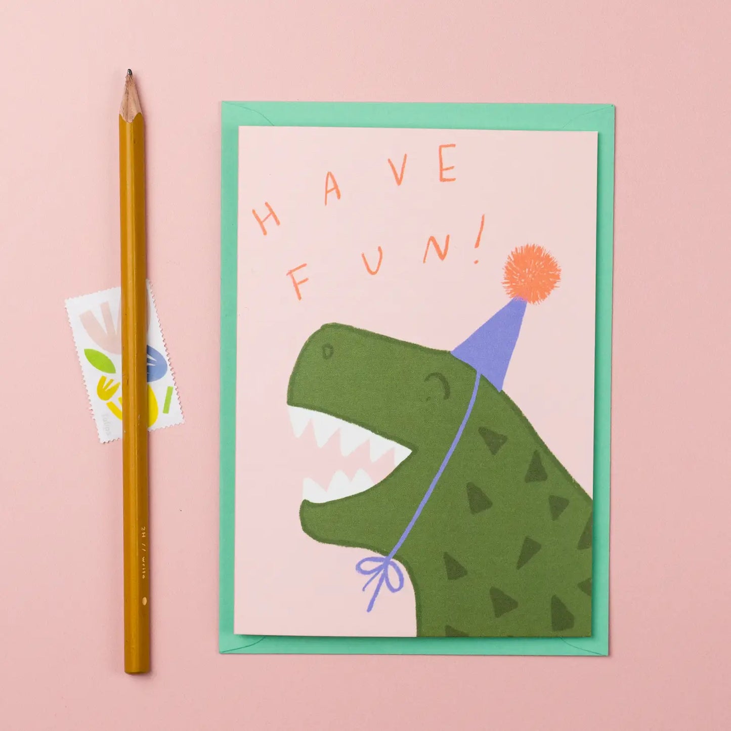 ‘Have Fun’ - Party T Rex Card - The Bristol Artisan Handmade Sustainable Gifts and Homewares.