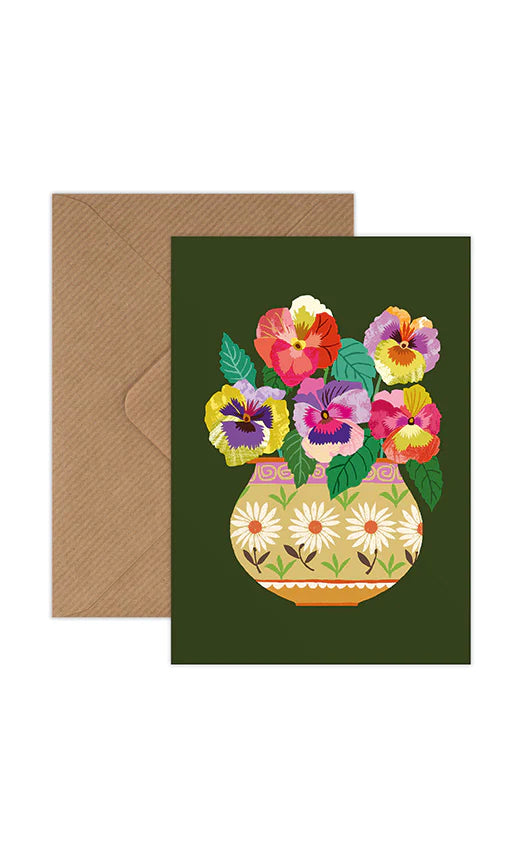 Brie Harrison Pansies Card - The Bristol Artisan Handmade Sustainable Gifts and Homewares.