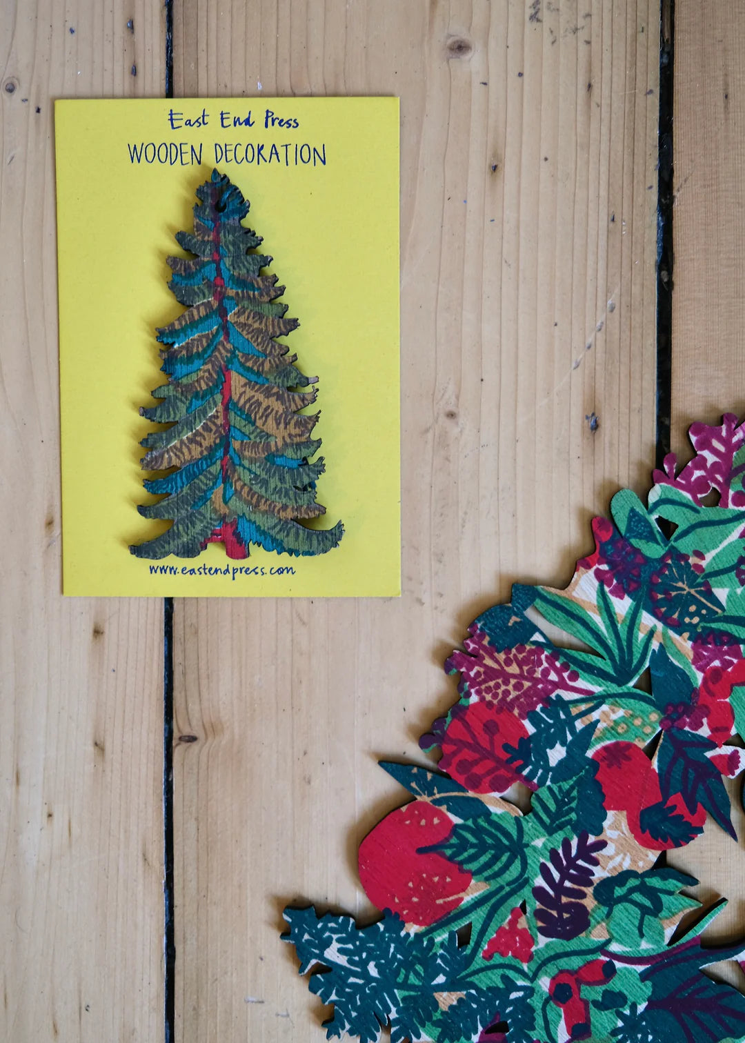 Christmas Tree screen printed wooden decoration - THE BRISTOL ARTISAN