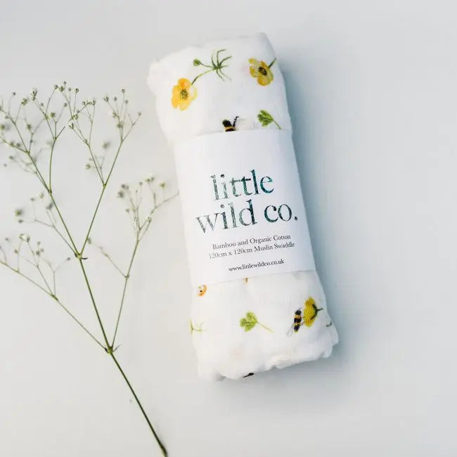 Buttercups & Bumbles muslin swaddle - The Bristol Artisan Handmade Sustainable Gifts and Homewares.