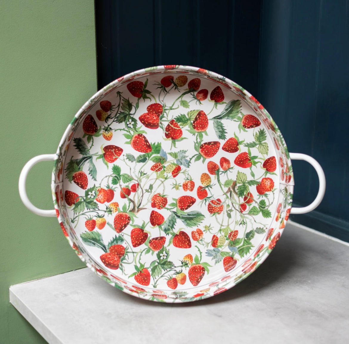 Large Strawberries Tin Tray with handles - The Bristol Artisan Handmade Sustainable Gifts and Homewares.