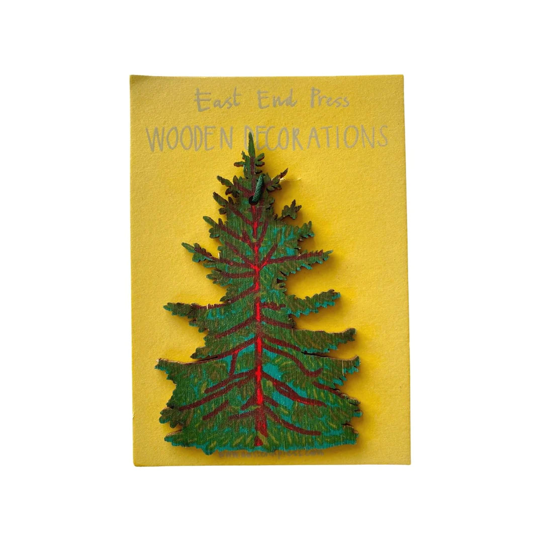 Christmas Tree screen printed wooden decoration - THE BRISTOL ARTISAN
