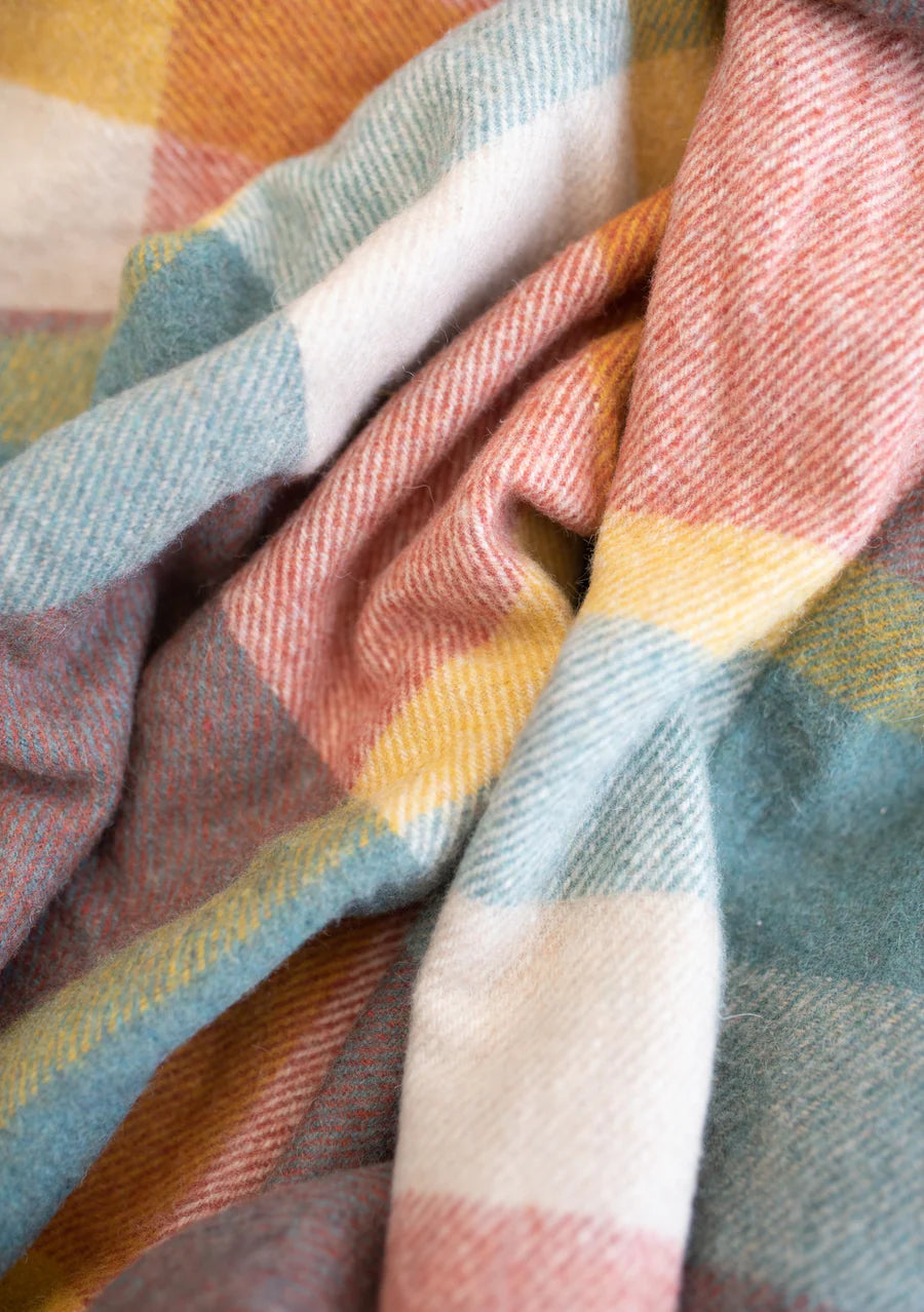 Recycled Wool Blanket in Sage Stripe - The Bristol Artisan Handmade Sustainable Gifts and Homewares.