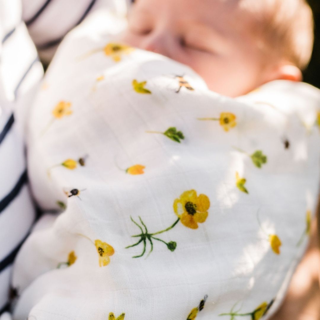 Buttercups & Bumbles Muslin Baby Swaddle - THE BRISTOL ARTISAN