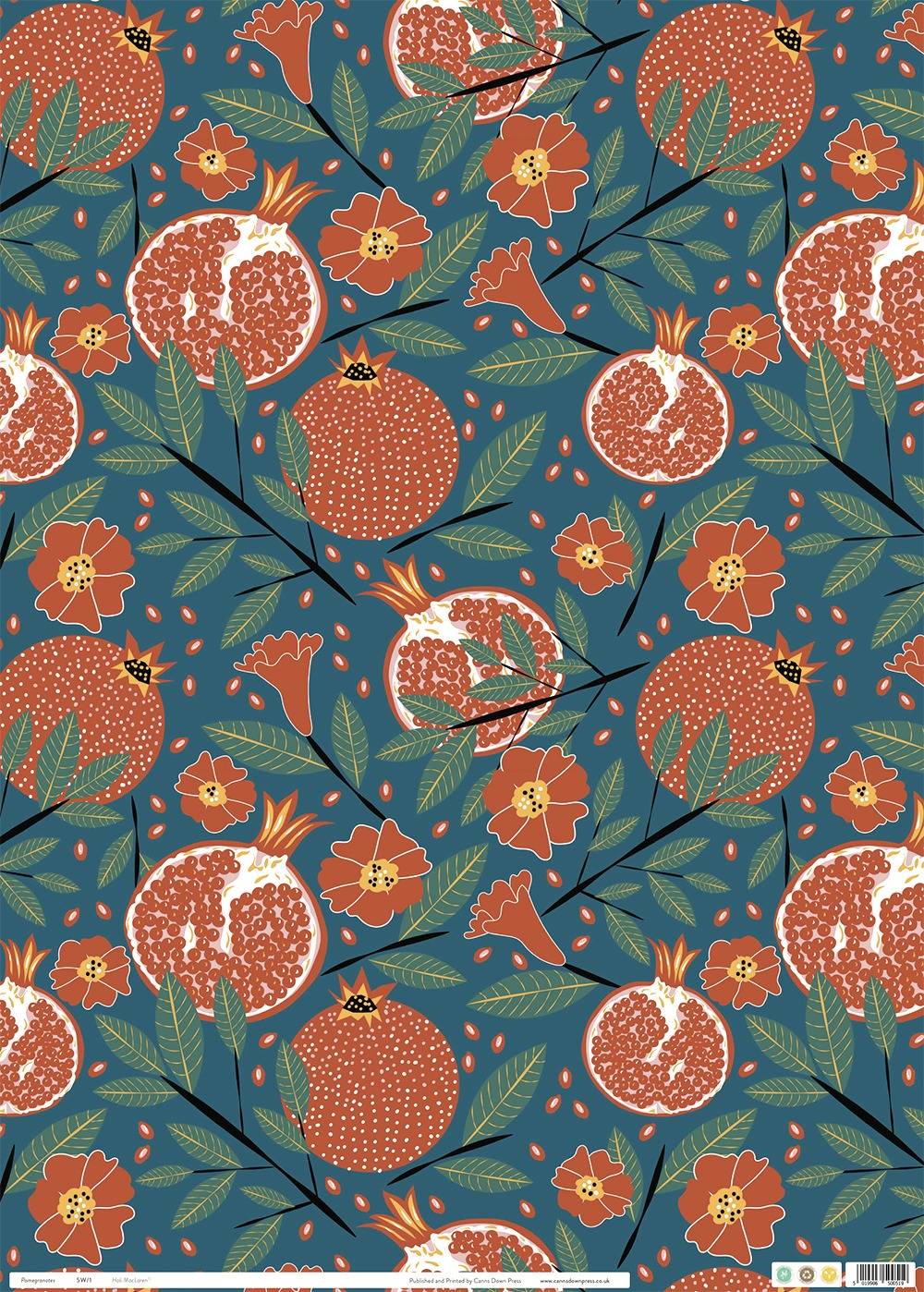 Pomegranates Wrapping Paper - The Bristol Artisan Handmade Sustainable Gifts and Homewares.