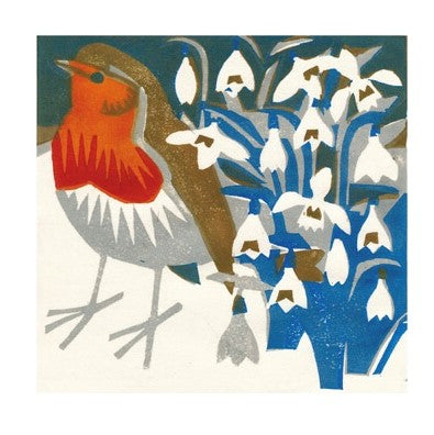 Snowdrop Robin card by Mark Underwood - The Bristol Artisan Handmade Sustainable Gifts and Homewares.