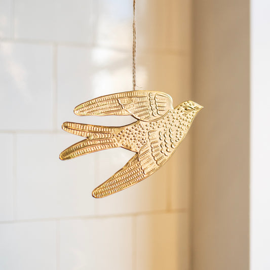 Antique Gold Embossed Swallow Decoration - THE BRISTOL ARTISAN