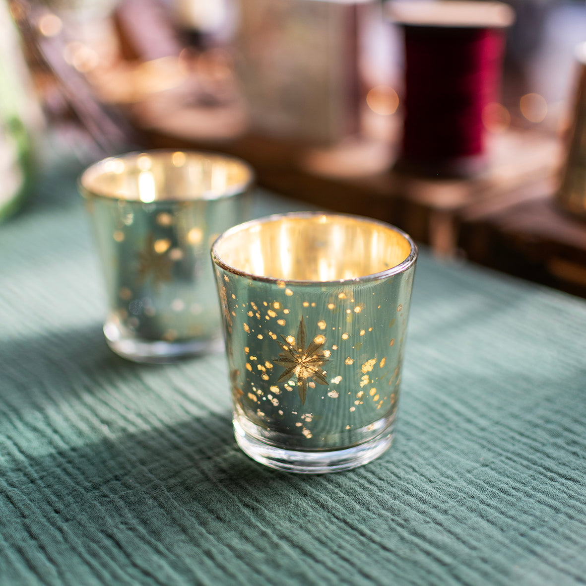 Stars Glass Votive tealight holder - THE BRISTOL ARTISAN
