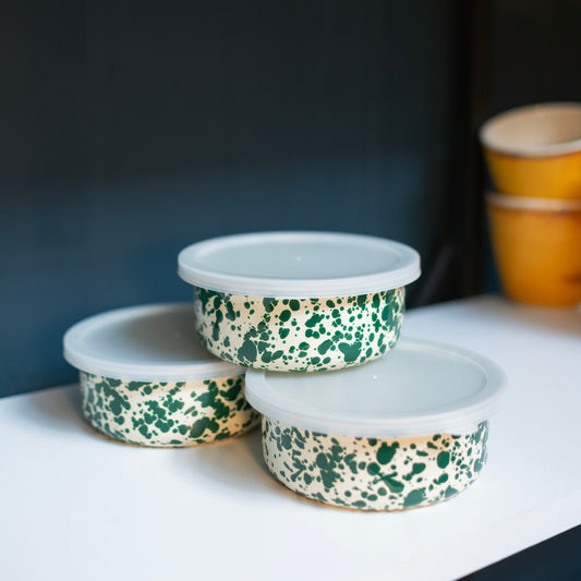 Green Splatter Enamel Storage Box - THE BRISTOL ARTISAN