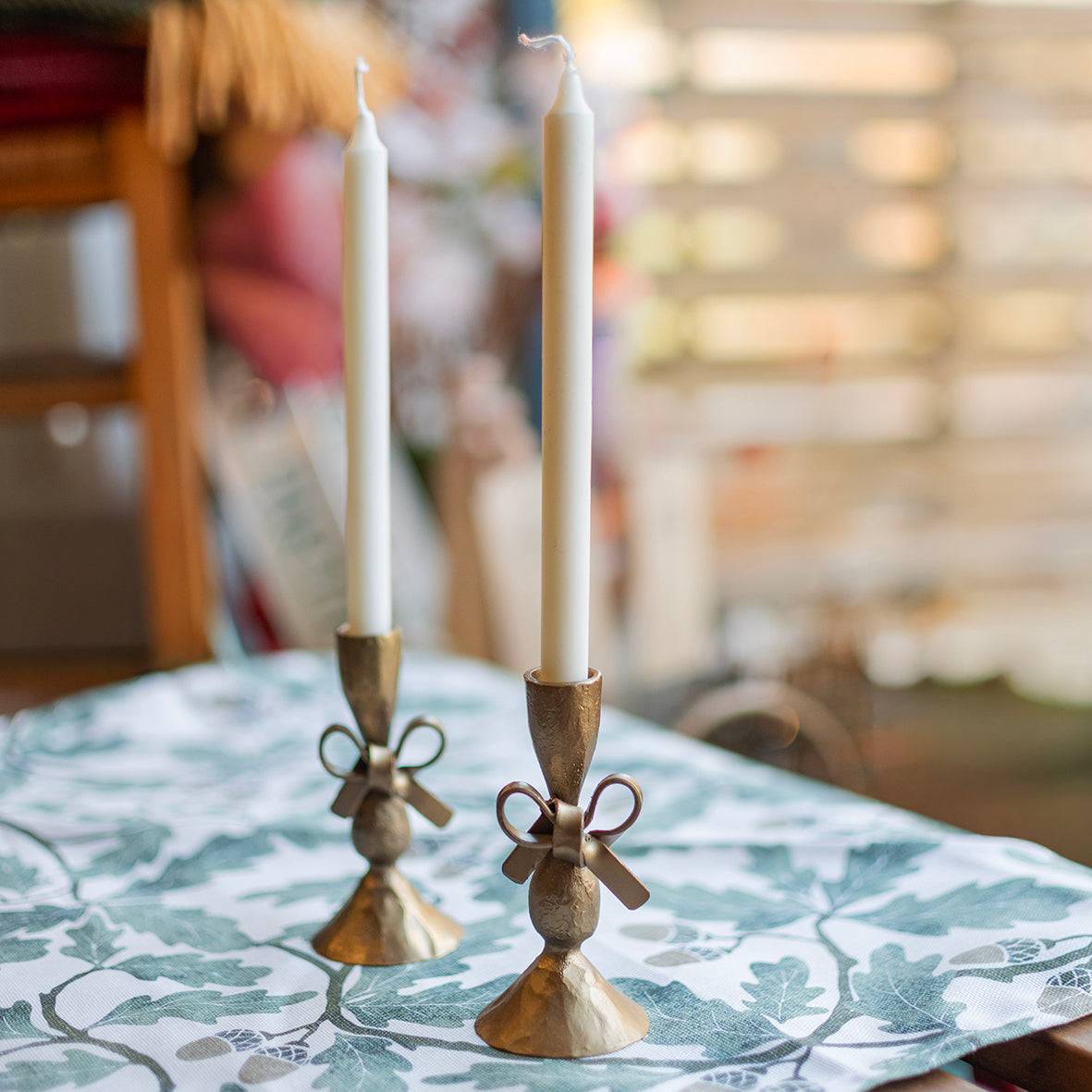 Antique Brass Bow Candle Holder - THE BRISTOL ARTISAN