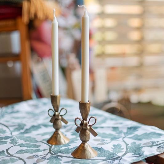 Antique Brass Bow Candle Holder - THE BRISTOL ARTISAN