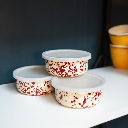 Burgundy Splatter Enamel Storage Box - THE BRISTOL ARTISAN