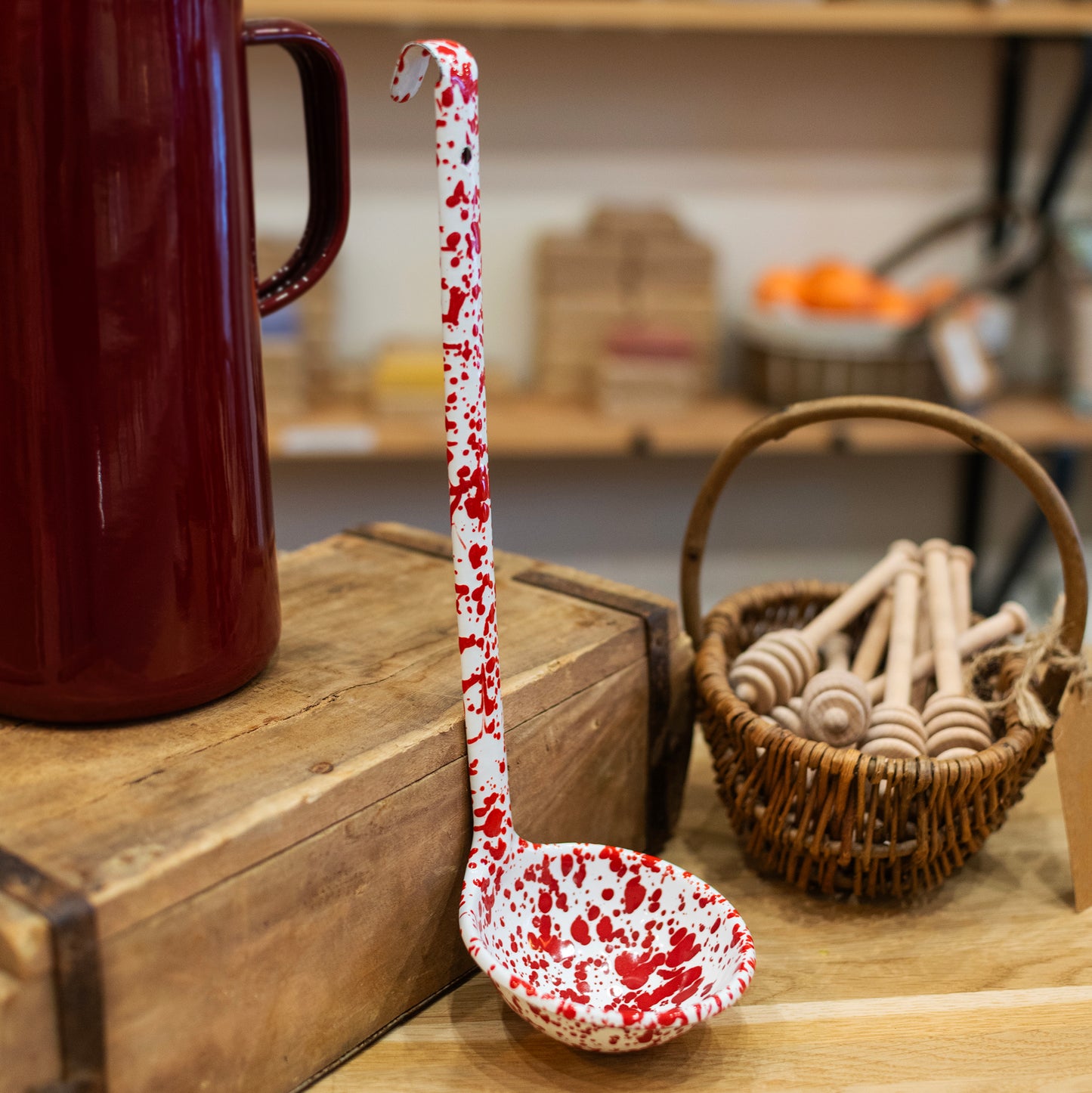 Red Splatter Enamel Ladle - THE BRISTOL ARTISAN
