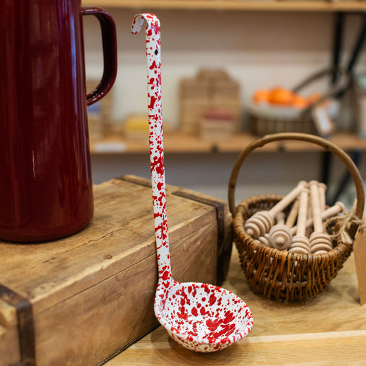 Red Splatter Enamel Ladle - THE BRISTOL ARTISAN