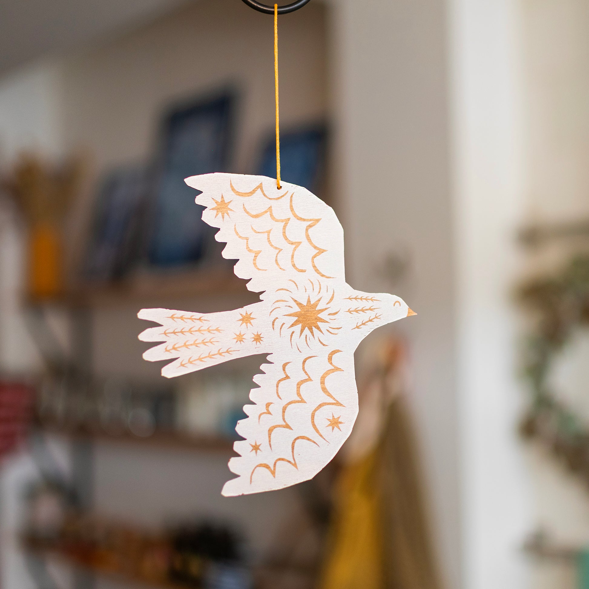 Screenprinted Wooden Decoration - Winter Bird - THE BRISTOL ARTISAN