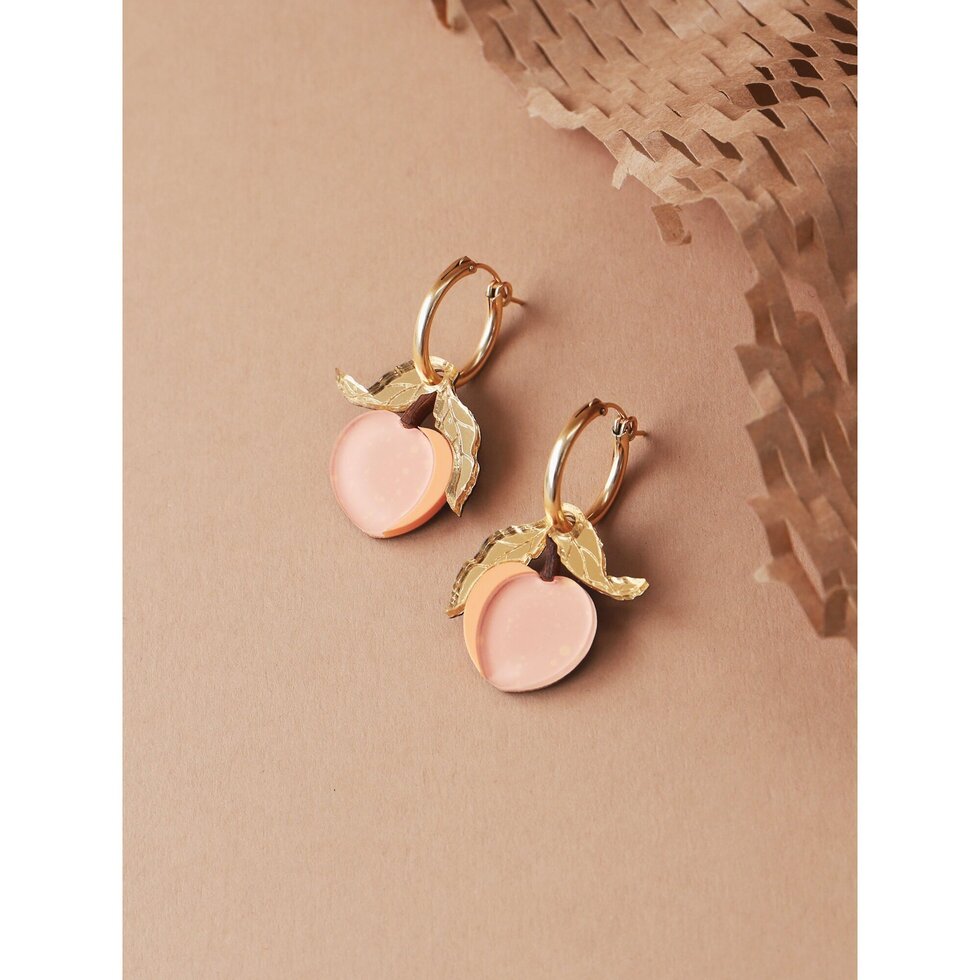 Mini Peach Hoops by Wolf & Moon - The Bristol Artisan Handmade Sustainable Gifts and Homewares.
