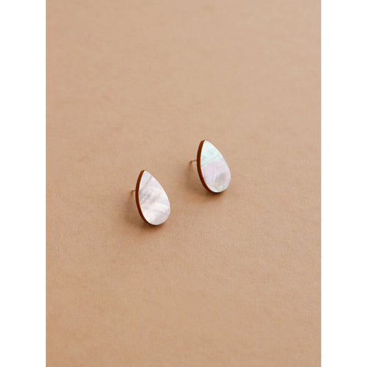 Raindrop studs in cream by Wolf & Moon - The Bristol Artisan Handmade Sustainable Gifts and Homewares.