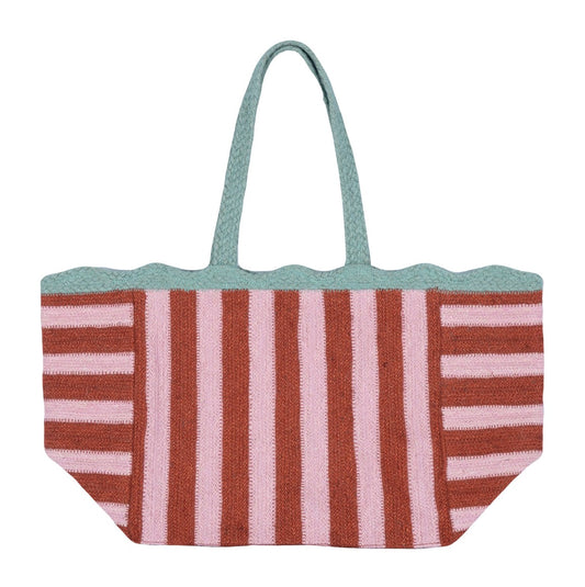 Large Red and Pink Stripe Jute Bag - THE BRISTOL ARTISAN
