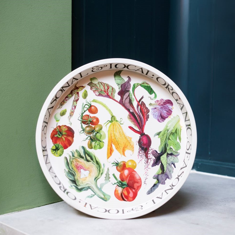 Vegetable Garden Round Tin Tray - The Bristol Artisan Handmade Sustainable Gifts and Homewares.